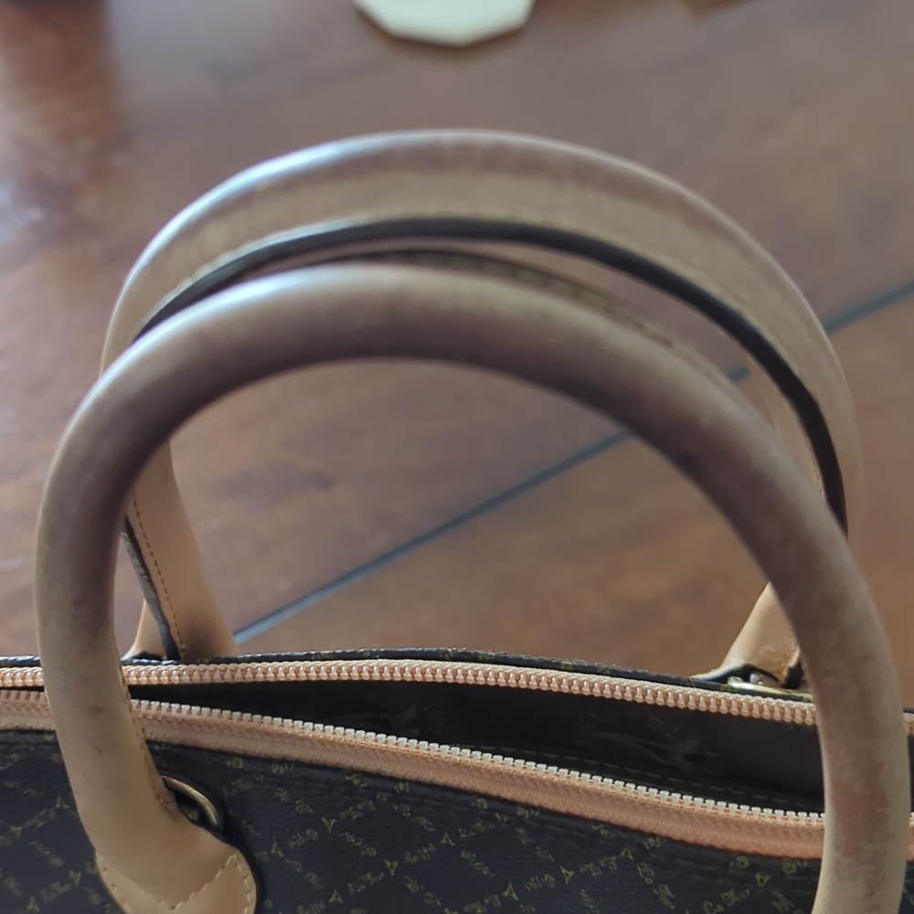 Brown And Tan Leather Patterned Handbag - Picture 9 of 13